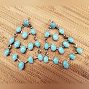 Jay King Desert Rose Trading Four Level Turquoise Sterling Silver Earrings DTR